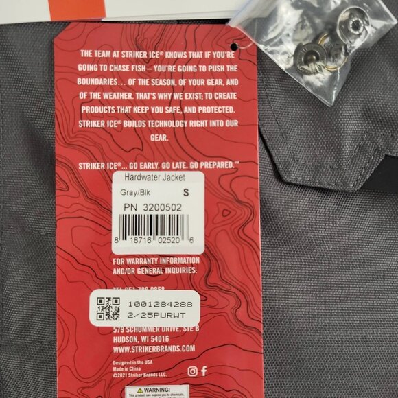 Striker ICE Men's Hardwater Gray/Black Jacket in Small With Sureflote Flotation - Picture 9 of 15